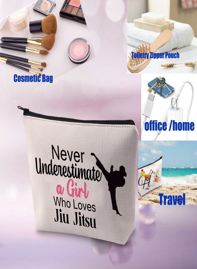 PXTIDY Martial Art Makeup Bag Jiu Jitsu Gifts Loves Jiujitsu Cosmetic Pouch Black Belt Jiu Jitsu Gifts Taekwondo Coach Gift (beige) - Image 5