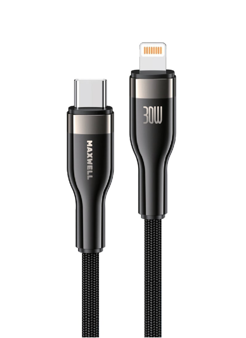 Maxwell Electronics Maxwell Turbo Line Series USB-C Compatible with Lightning (1.2 Meter) Fast Charging Cable Compatible with iPhone 14 Pro Max, 14 Pro, 14 Plus, 13 Pro Max, 12 Pro Max, 30W Fast Charging and Data Transmission Nylon Braided Cable  - Image 1
