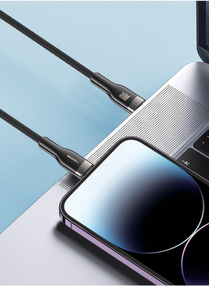 Maxwell Electronics Maxwell Turbo Line Series USB-C Compatible with Lightning (1.2 Meter) Fast Charging Cable Compatible with iPhone 14 Pro Max, 14 Pro, 14 Plus, 13 Pro Max, 12 Pro Max, 30W Fast Charging and Data Transmission Nylon Braided Cable  - Image 3