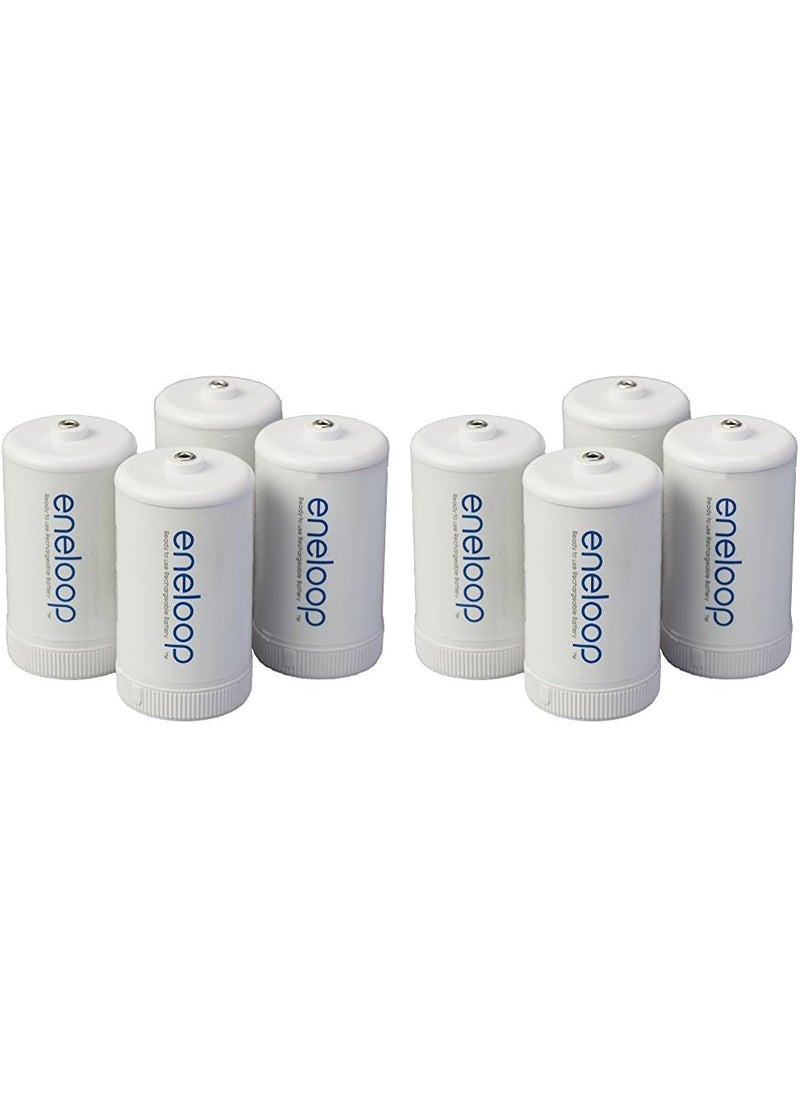 eneloop Eneloop Panasonic BQBS1E4SA D Size Battery Adapters for Use with NiMH Rechargeable AA Battery Cells 8 Pack  - Image 1