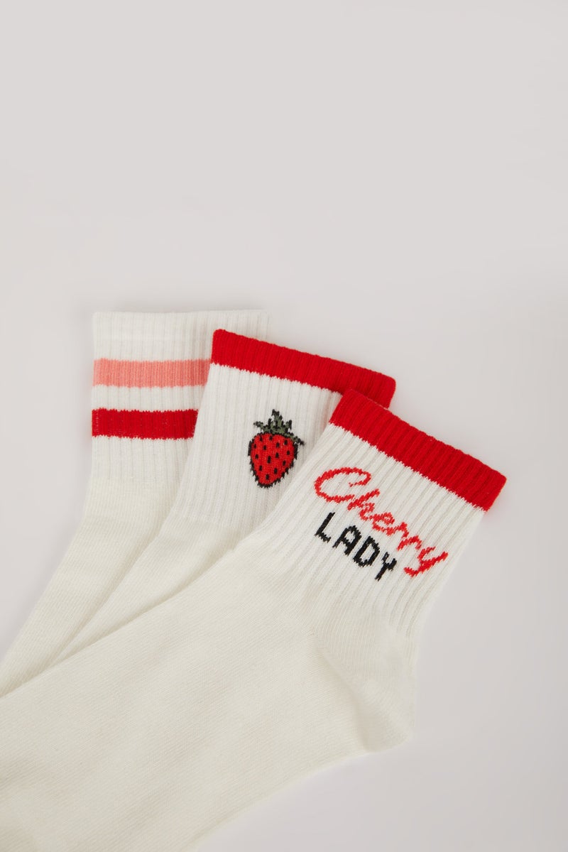 DeFacto Woman Fruit 3 piece Short Socks - Image 3