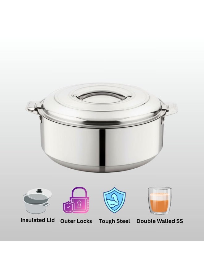 TSUMAB Stainless Steel Double Wall Casserole Hotpot – 2.5 L | Keeps Food Hot & Fresh | Insulated Lid with Lock Handles | Durable & Elegant Design - Image 3