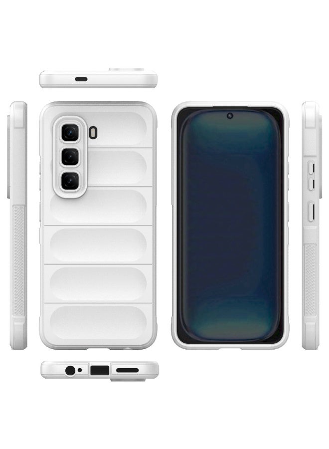 Premium Protection Back Silicone Case Compatible with Infinix Hot 50 4G/Hot 50 Pro 5G/Hot 50 Pro+ 4G Magic Shield Shockproof Case with Camera Protection (White)