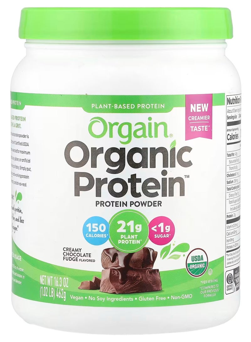 Orgain Organic Protein Powder, Creamy Chocolate Fudge, 1.02 lb (462 g) - Image 1
