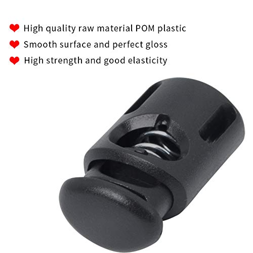 DYZD Plastic Cord Locks End Spring Stop Toggle Stoppers Multi-Colour (10PCS, Black) - Image 3