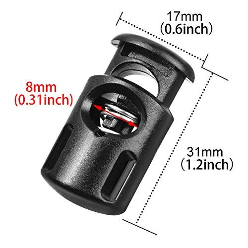 DYZD Plastic Cord Locks End Spring Stop Toggle Stoppers Multi-Colour (10PCS, Black) - Image 2
