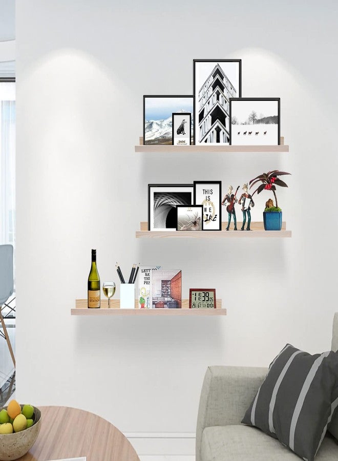 AZSKY Floating Picture Shelves 24 Inch a Set of 3 Wall Mount Long Narrow Photo Ledge Photo Frame Display Shelf Vintage Bookshelf for Nursery Mounting Hardware Included - Image 5