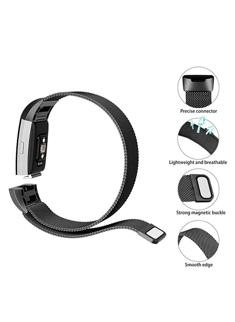 Excefore - Replacement Bands Compatible with Fitbit Charge 4/3, 2 Pack Metal Band Fitness Sport Bands, Adjustable Stainless Steel Mesh Loop Magnetic Clasp Wristbands for Women Men (Black + Rose Gold) - Image 1