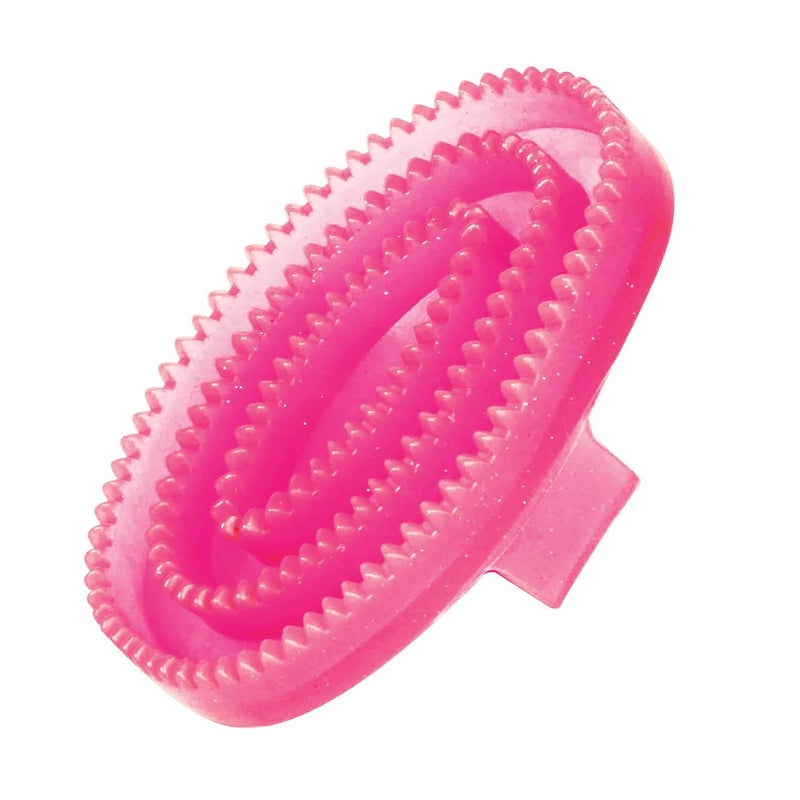 Roma Rubber Curry Comb, Pink Glitter, Small - Image 1