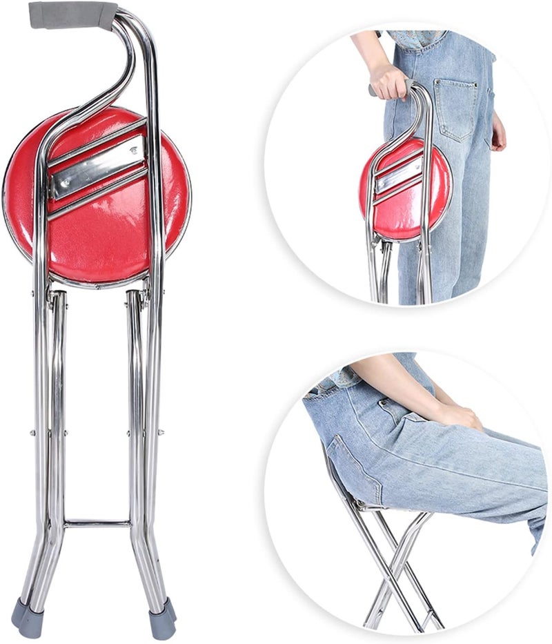 كلاراكو عصا المشي قابلة للطي على شكل كرسي، مقعد قابل للطي قابل للتعديل، عصا مع مقعد، كرسي قابل للطي للنساء والرجال، مقاعد قابلة للطي للبالغين وكبار السن - Image 4