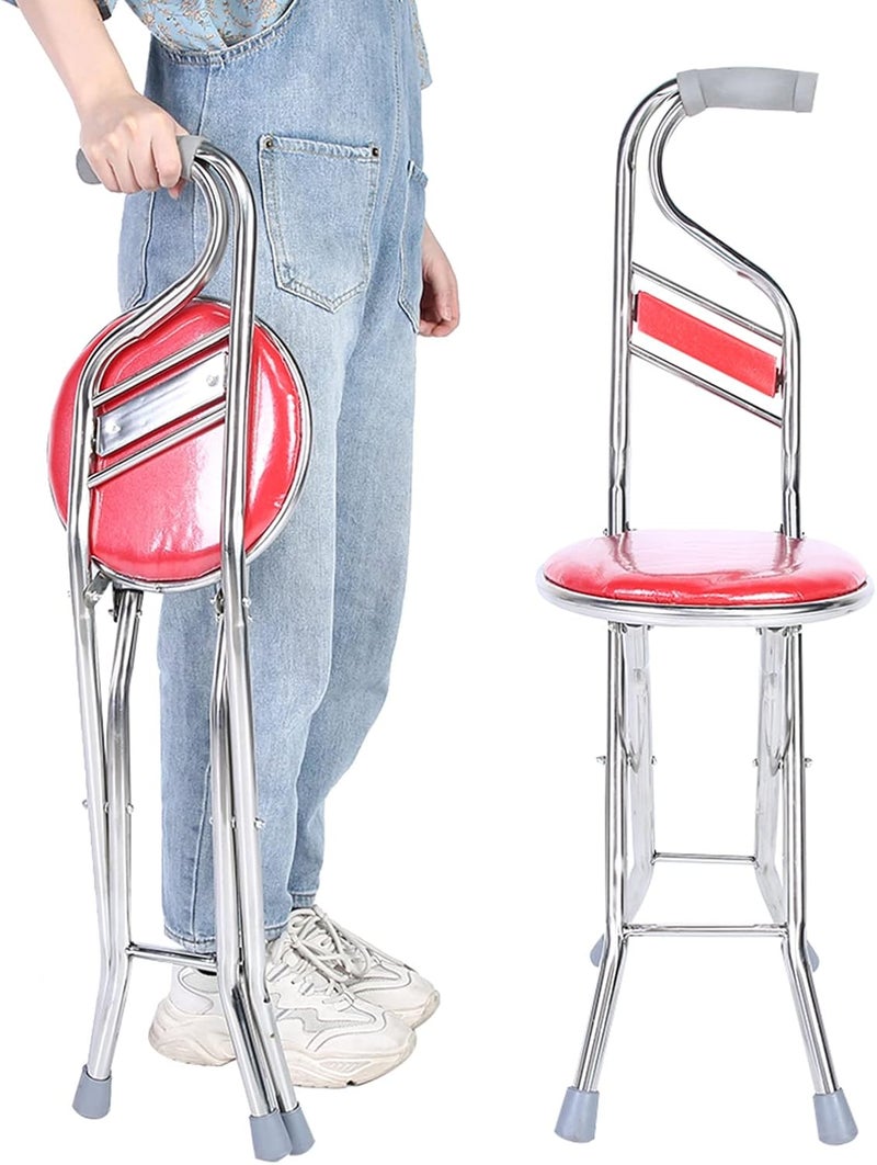 كلاراكو عصا المشي قابلة للطي على شكل كرسي، مقعد قابل للطي قابل للتعديل، عصا مع مقعد، كرسي قابل للطي للنساء والرجال، مقاعد قابلة للطي للبالغين وكبار السن - Image 5