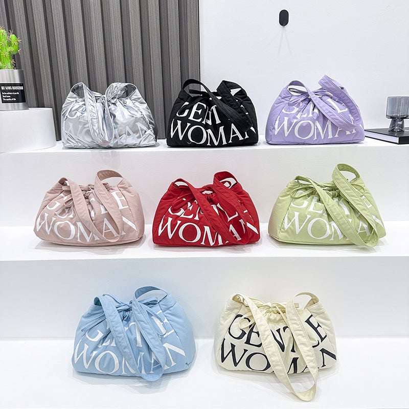 Fashion Letter Print Nylon Shopper Tote - Image 1
