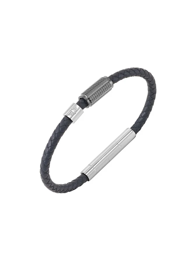 POLICE Urban Grey Texture Leather Bracelet for Men