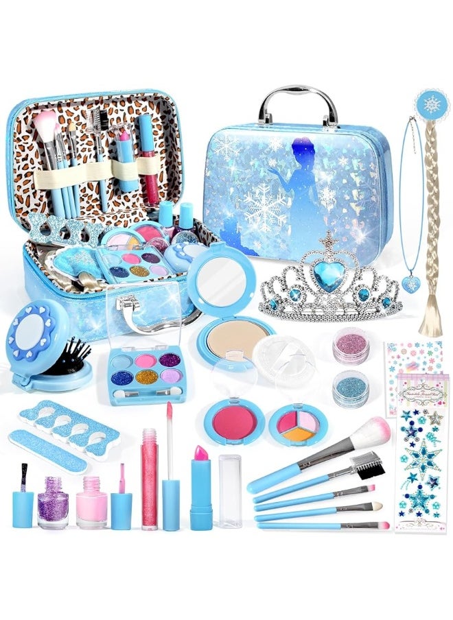 INNOCHEER - INNOCHEER Kids Makeup Kit for Girl Toys, Frozen Makeup Set for Girls, Real Washable Makeup Kit for Girls, Birthday Christmas Princess Gifts for Girls Kids Toddlers Age 3 4 5 6 7 8 9 10 11 12 Year Old - Image 1