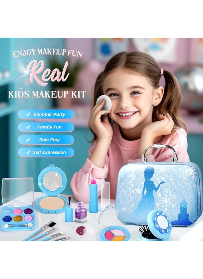 INNOCHEER - INNOCHEER Kids Makeup Kit for Girl Toys, Frozen Makeup Set for Girls, Real Washable Makeup Kit for Girls, Birthday Christmas Princess Gifts for Girls Kids Toddlers Age 3 4 5 6 7 8 9 10 11 12 Year Old - Image 1