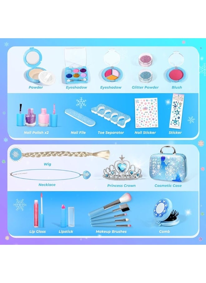 INNOCHEER - INNOCHEER Kids Makeup Kit for Girl Toys, Frozen Makeup Set for Girls, Real Washable Makeup Kit for Girls, Birthday Christmas Princess Gifts for Girls Kids Toddlers Age 3 4 5 6 7 8 9 10 11 12 Year Old - Image 1