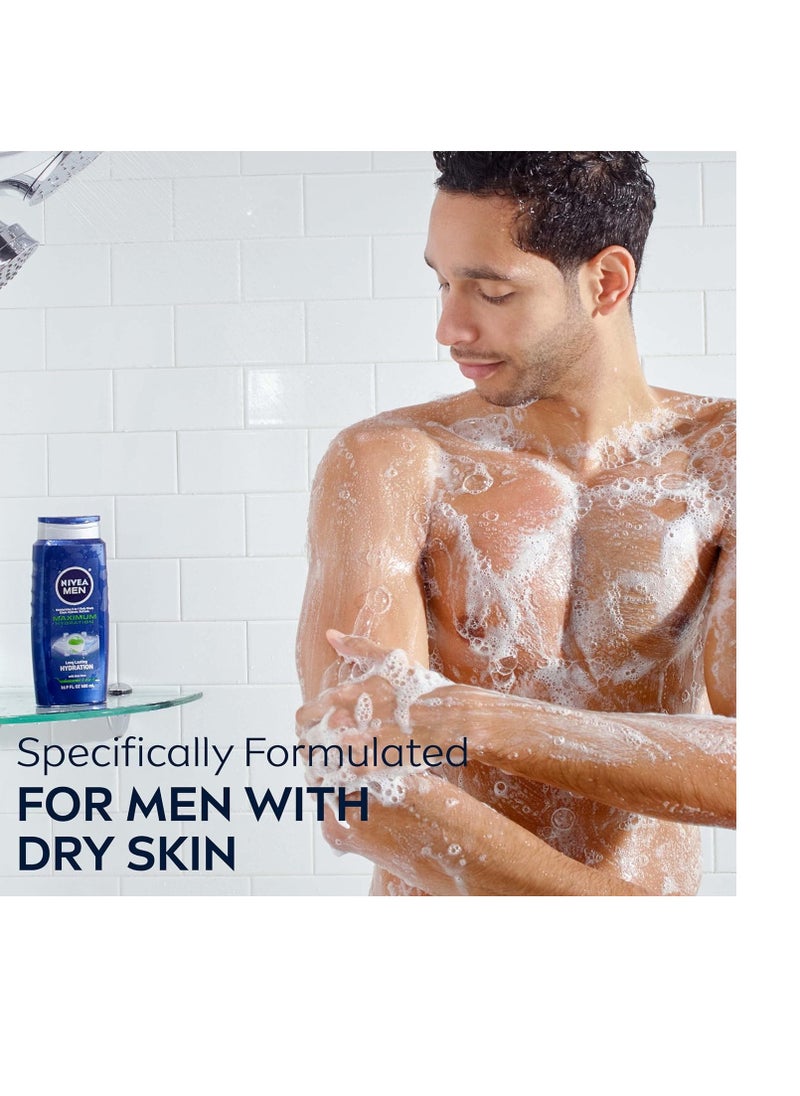 NIVEA MEN NIVEA MEN Maximum Hydration Body Wash with Aloe Vera, Long-Lasting Hydrating Body Wash for Men, 3 Pack of 16.9 Fl Oz Bottles  - Image 2