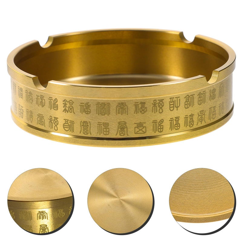 Small Brass Ashtray Vintage Metal Ash Holder For Office Living Room Tabletop Decor - Image 5
