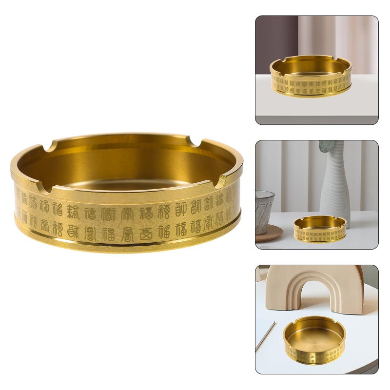 Small Brass Ashtray Vintage Metal Ash Holder For Office Living Room Tabletop Decor - Image 4