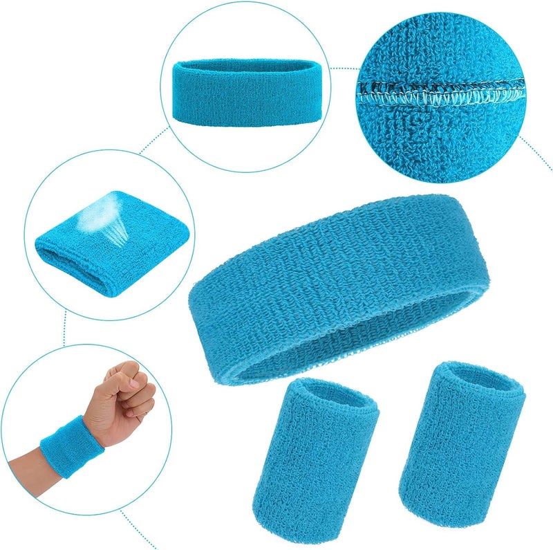 Aster 6pcs Headband Wristband Set, Including 2pcs Sports Headband and 4pcs Wristband Sports Band Colorful Striped Sweatband for Men and Women Basketball Soccer Yoga Badminton Tennis Volleyball Golf - Image 3