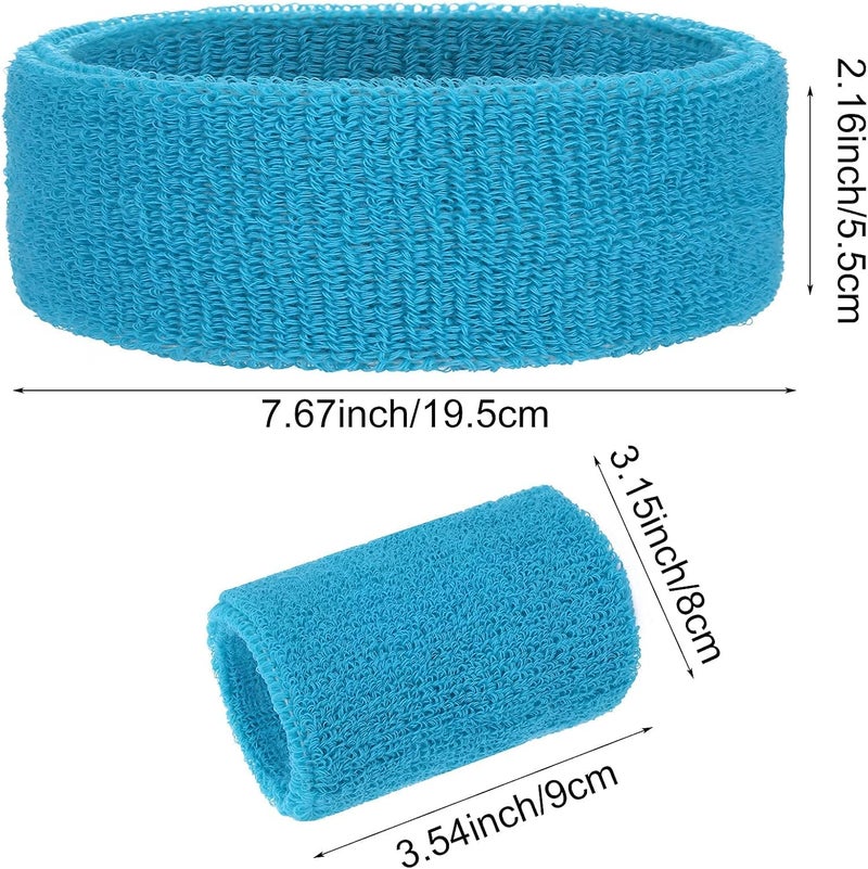 Aster 6pcs Headband Wristband Set, Including 2pcs Sports Headband and 4pcs Wristband Sports Band Colorful Striped Sweatband for Men and Women Basketball Soccer Yoga Badminton Tennis Volleyball Golf - Image 4