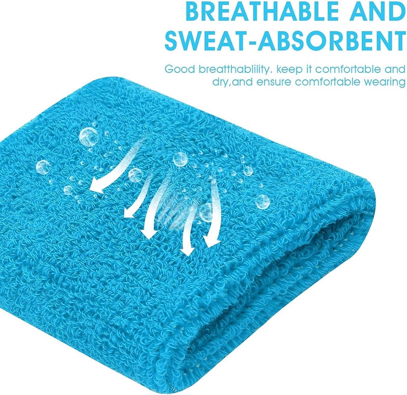 Aster 6pcs Headband Wristband Set, Including 2pcs Sports Headband and 4pcs Wristband Sports Band Colorful Striped Sweatband for Men and Women Basketball Soccer Yoga Badminton Tennis Volleyball Golf - Image 5