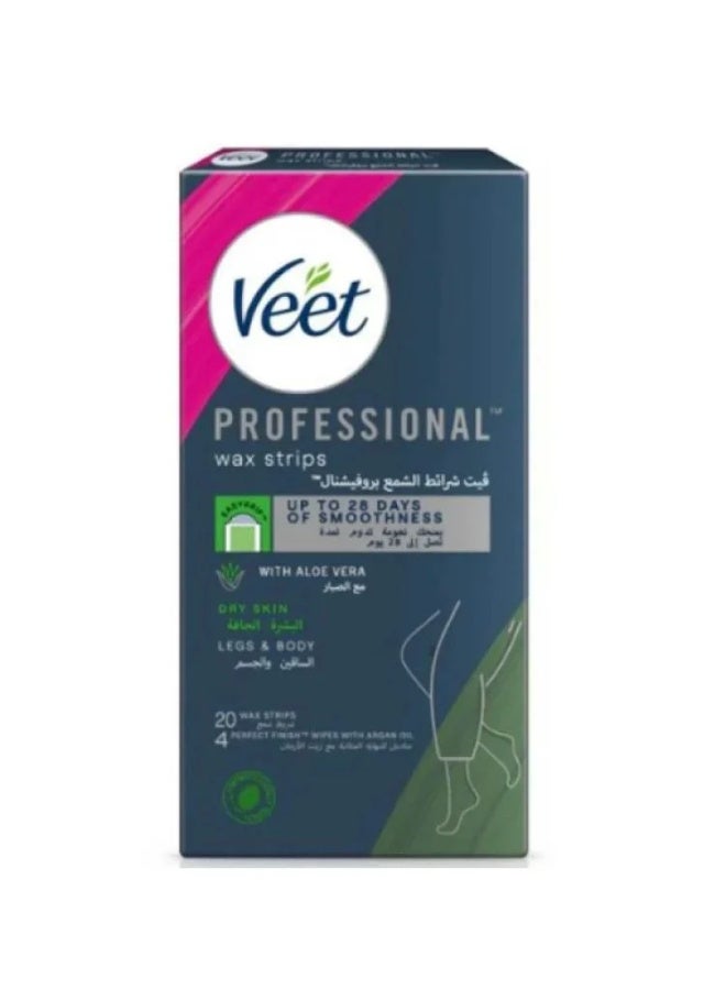 Veet Nourishing Aloe Vera And Green Tea Scent Easy Gel Body And Legs Hair Removal For Dry Skin 20 Strips - Image 1