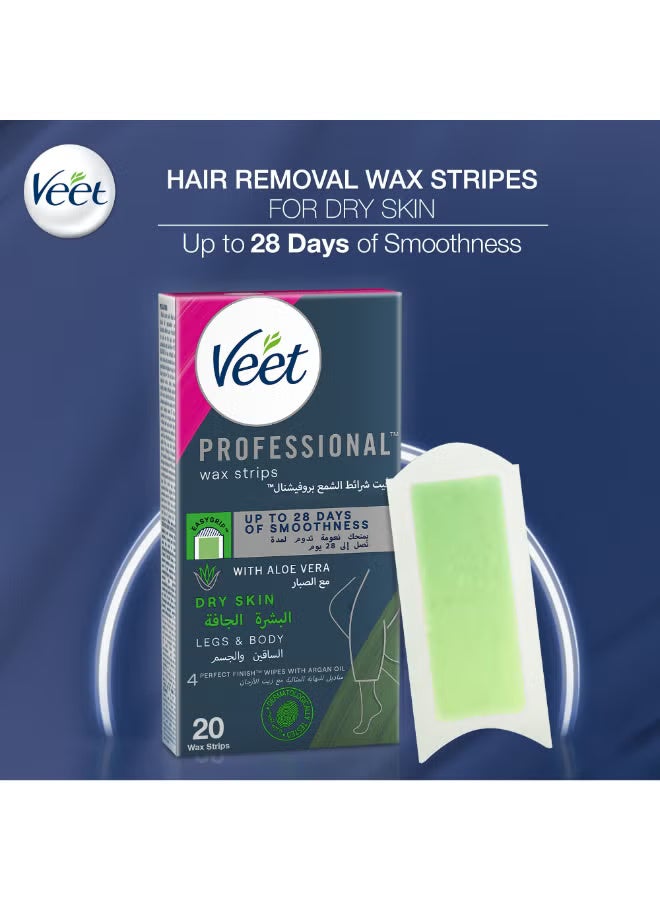 Veet Nourishing Aloe Vera And Green Tea Scent Easy Gel Body And Legs Hair Removal For Dry Skin 20 Strips - Image 2