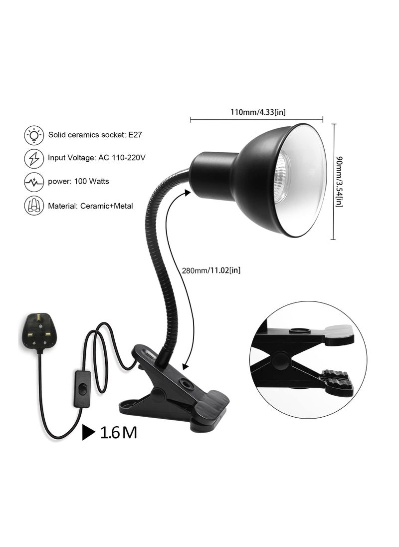 SYOSI - Tortoise Heat Lamp Reptile Lamp Basking Light with Holder Heat Spotlight Reptile Light 360°Rotatable Clip on Lamp for Aquarium Reptile Lizards Turtle - Image 1