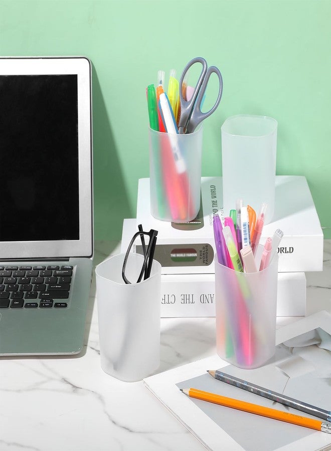 Lemecima 30 Pack Pen Holder Pen Cups for Desk Organizers and Storage Stationery Plastic Matte Pencil Holder Cups Ins Style Transparent for Office School Home Supplies - Image 3