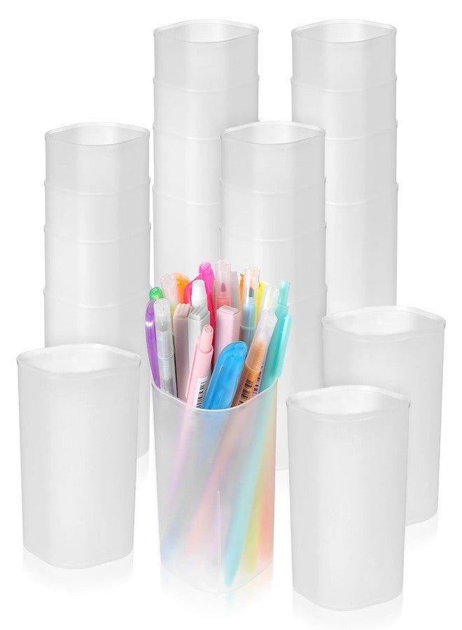 Lemecima 30 Pack Pen Holder Pen Cups for Desk Organizers and Storage Stationery Plastic Matte Pencil Holder Cups Ins Style Transparent for Office School Home Supplies - Image 1