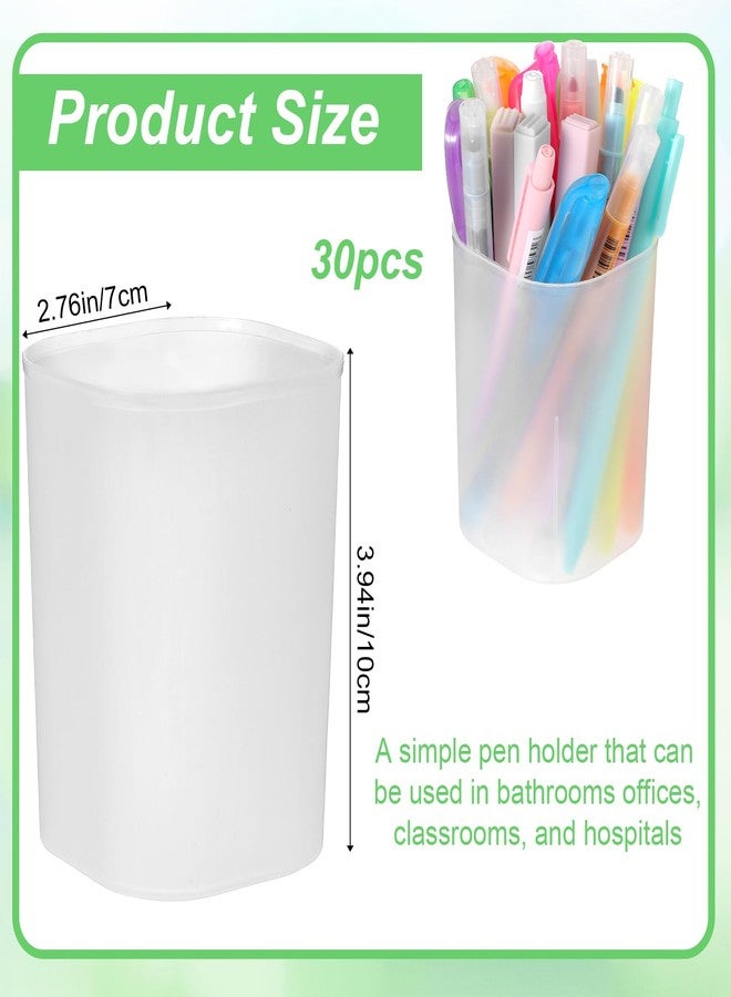 Lemecima 30 Pack Pen Holder Pen Cups for Desk Organizers and Storage Stationery Plastic Matte Pencil Holder Cups Ins Style Transparent for Office School Home Supplies - Image 2