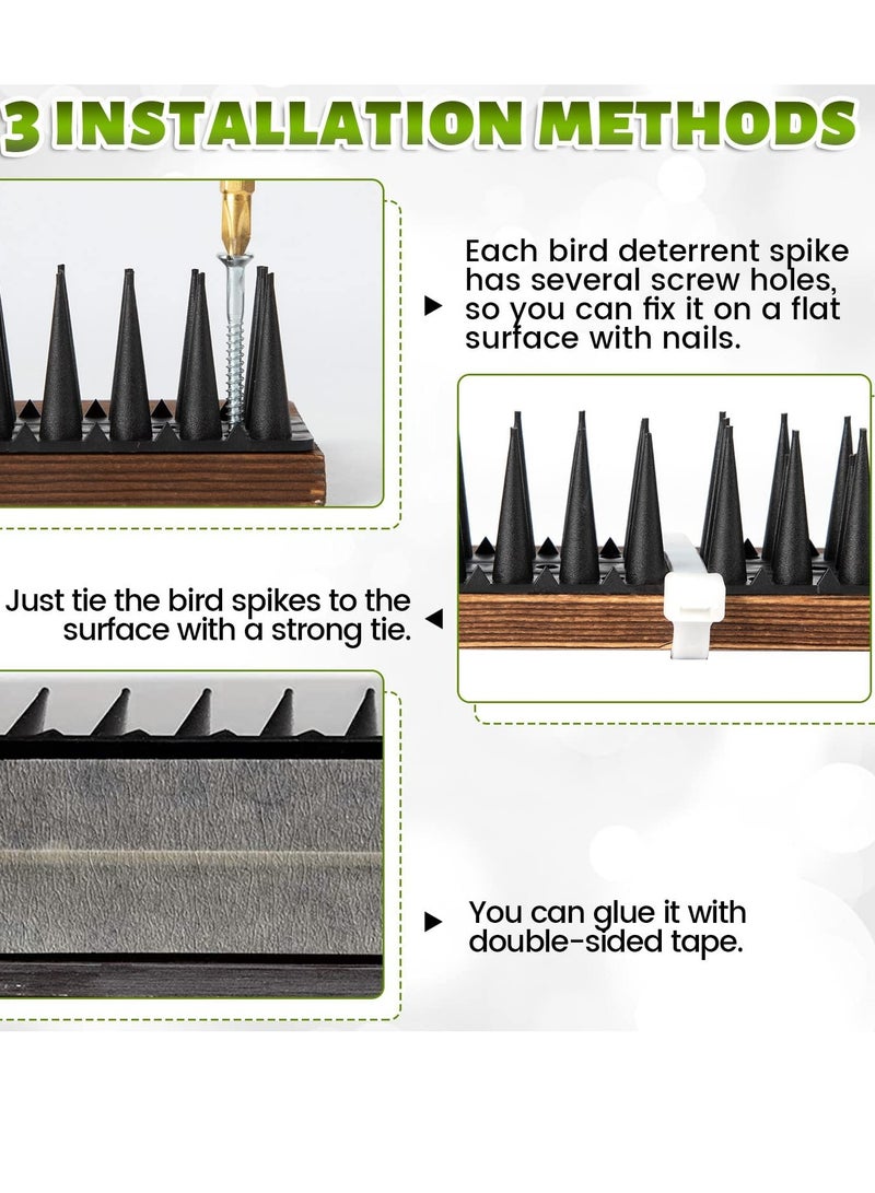 إسكدنيا مجموعة من 10 مسامير طيور للاستخدام الخارجي مع 50 رابط كابل، مسامير جدارية مضادة للتسلق، مضادة للصوص والقطط والطيور - Image 4