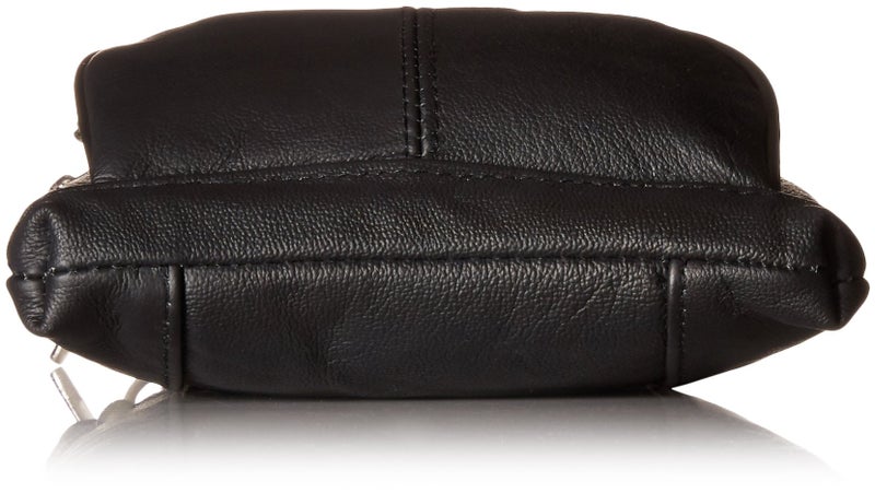 Roma Leathers Genuine Cross Body Purse Bag, Multi-Pocket, Black - Image 3