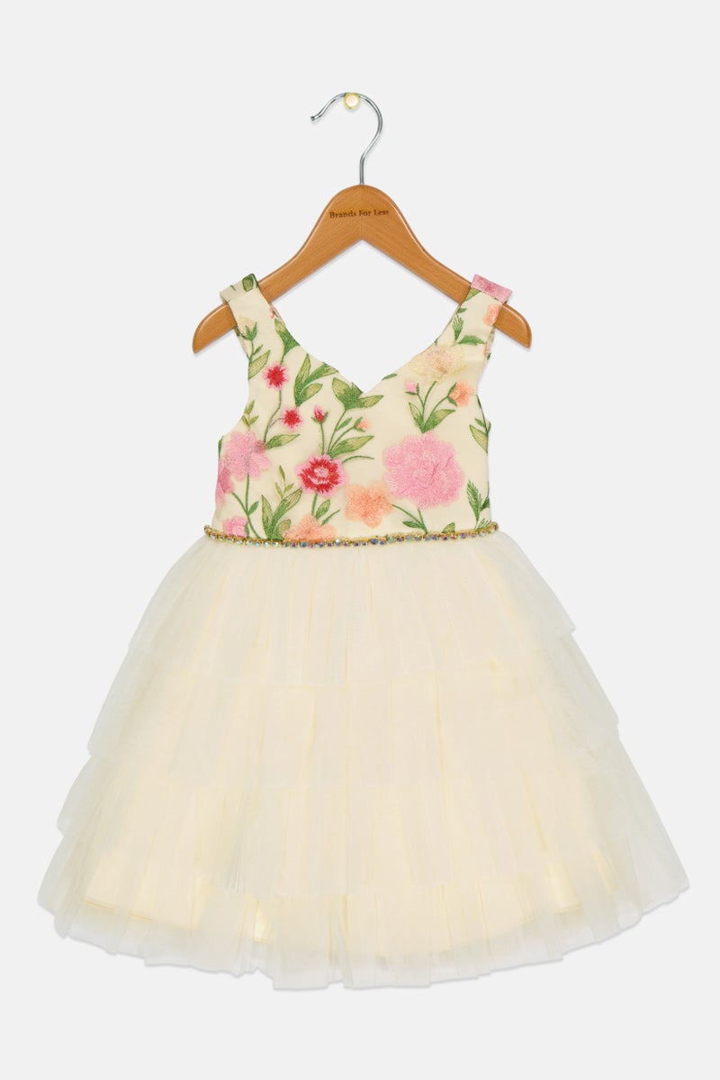 american Princess Toddlers Girl Embroidered Partywear Dress, Multicolor  - Image 1