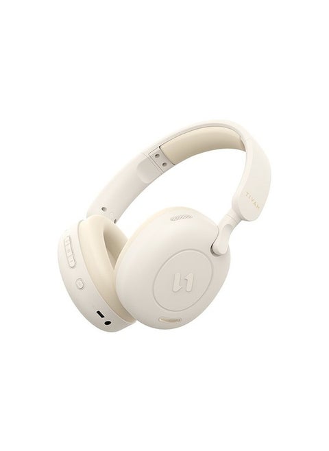 Headphones, Bluetooth Headphones, Hybrid Active Noise Reduction, 76 Hours Long Endurance, Wired/Wireless Support, Compatible with Apple and Android, White