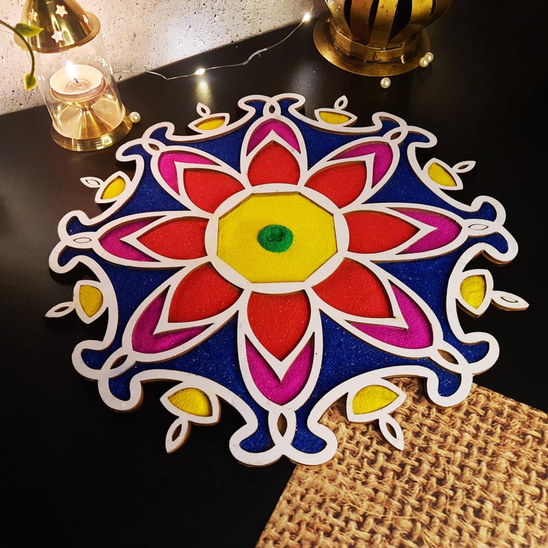 Ascension Portable Rangoli (11 inches) Stencil for Decor DIY Craft Reusable Templates for Floor Table Just Fill with Rangoli Atta or Grains for Navratri Pongal Pooja Mandir Rangoli Mats for Decoration (Design 4) - Image 1