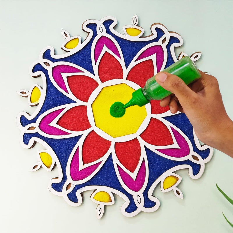 Ascension Portable Rangoli (11 inches) Stencil for Decor DIY Craft Reusable Templates for Floor Table Just Fill with Rangoli Atta or Grains for Navratri Pongal Pooja Mandir Rangoli Mats for Decoration (Design 4) - Image 2