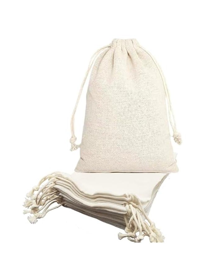 بيوينتي اكياس تخزين من القطن العضوي قابلة لاعادة الاستخدام من يفتت مقاس L 15×20 سم متعددة الاغراض من 12 قطعة - اكياس قماشية قطنية عالية الجودة قابلة لاعادة الاستخدام - اكياس تخزين الطعام - شنطة هدايا وهدايا - Image 1