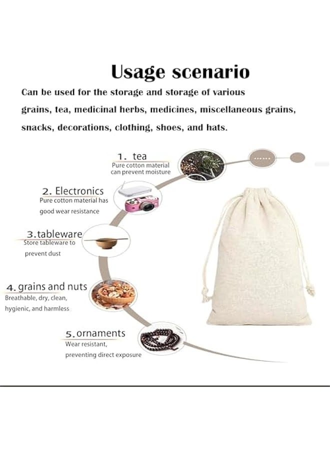 بيوينتي اكياس تخزين من القطن العضوي قابلة لاعادة الاستخدام من يفتت مقاس L 15×20 سم متعددة الاغراض من 12 قطعة - اكياس قماشية قطنية عالية الجودة قابلة لاعادة الاستخدام - اكياس تخزين الطعام - شنطة هدايا وهدايا - Image 3