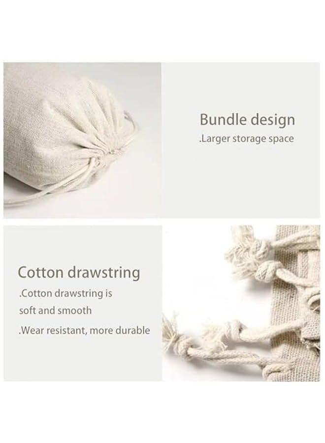 بيوينتي اكياس تخزين من القطن العضوي قابلة لاعادة الاستخدام من يفتت مقاس L 15×20 سم متعددة الاغراض من 12 قطعة - اكياس قماشية قطنية عالية الجودة قابلة لاعادة الاستخدام - اكياس تخزين الطعام - شنطة هدايا وهدايا - Image 5