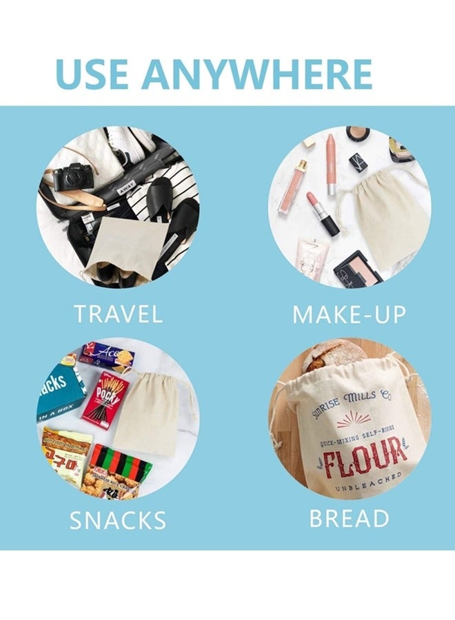 بيوينتي اكياس تخزين من القطن العضوي قابلة لاعادة الاستخدام من يفتت مقاس L 15×20 سم متعددة الاغراض من 12 قطعة - اكياس قماشية قطنية عالية الجودة قابلة لاعادة الاستخدام - اكياس تخزين الطعام - شنطة هدايا وهدايا - Image 3