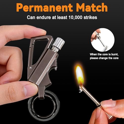IJEUH 2 Pack Permanent Match Infinity Lighter with Multitool Keychain Bottle Opener, Reusable Waterproof Match Strike Anywhere, Forever for Outdoor Survival, for Men Women - Image 5