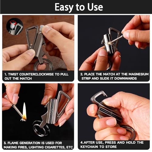 IJEUH 2 Pack Permanent Match Infinity Lighter with Multitool Keychain Bottle Opener, Reusable Waterproof Match Strike Anywhere, Forever for Outdoor Survival, for Men Women - Image 4