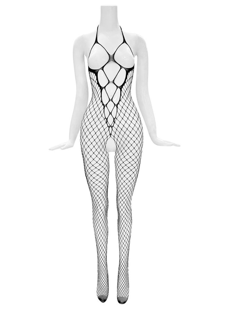 Corsets Suspender Mesh Lingerie  1 Piece Black