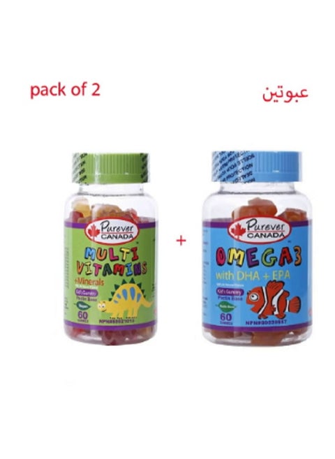 Aset of two packages of Omega 3 + Multivitamin 1+1