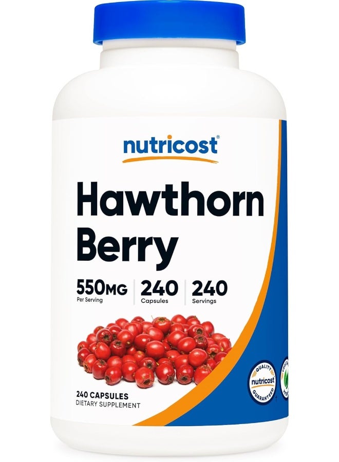 Nutricost كبسولات نوتريكوست من توت الزعرور 550 ملغ، 240 كبسولة، صديقة للنباتيين، خالية من الكائنات المعدلة وراثيًا وخالية من الغلوتين - Image 1