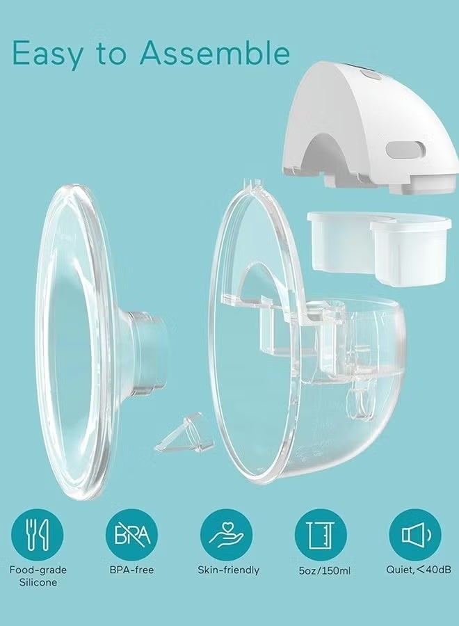 باريو مضخة ثدي كهربائية قابلة للارتداء بدون استخدام اليدين P16 مع شفط قوي وضوضاء منخفضة و4 أوضاع و12 مستوى وملحقات مقاس 19/21 مم قطعتين - Image 4