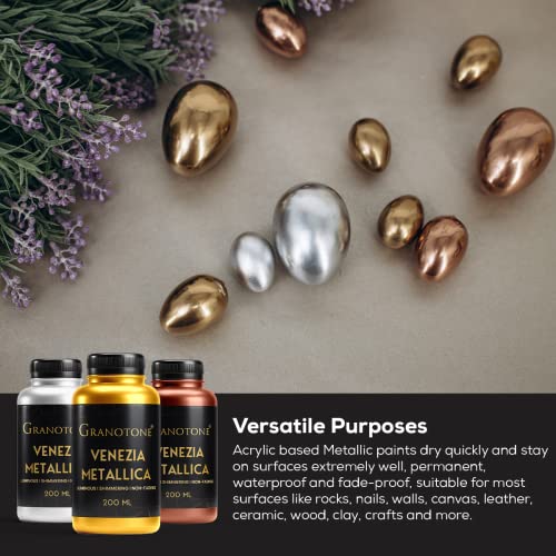 GRANOTONE Venezia Acrylic Paint Gold Metallic 6.76 Fl Oz DIY Craft 24 Carat Gold Water Based Non Toxic Shimmering Effect Pro Artists Hobby Painters and Kids - Image 3
