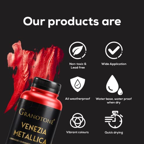 GRANOTONE Venezia Acrylic Paint Gold Metallic 6.76 Fl Oz DIY Craft 24 Carat Gold Water Based Non Toxic Shimmering Effect Pro Artists Hobby Painters and Kids - Image 5